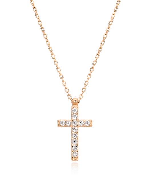 Gold chain with zirconium pendant "Cross"