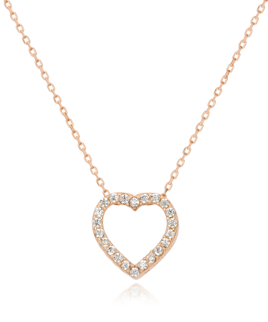 Gold chain with zirconium pendant "heart"
