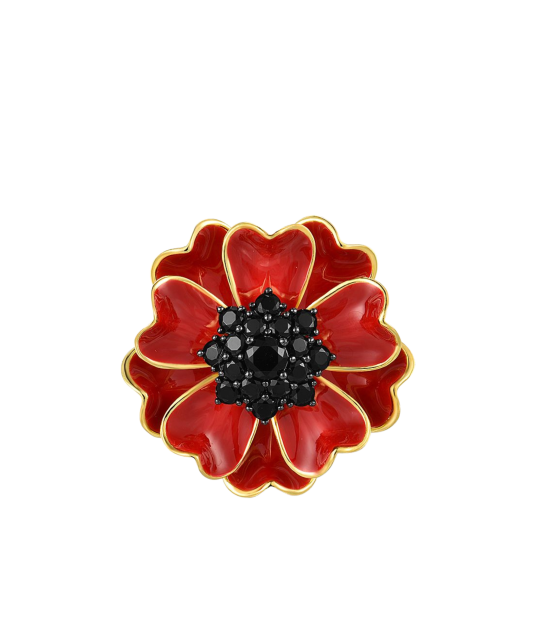 Kullattu hopeinen riipus spinelleillä ja emalilla