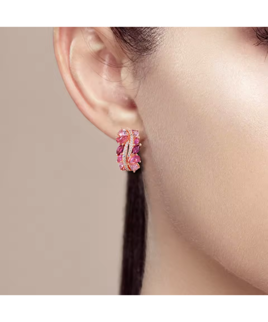 Gilded sterling Silver earrings with nano sapphires and zirconsKullatud hõbedast kõrvarõngad nano-safiiride ja tsirkoonidega