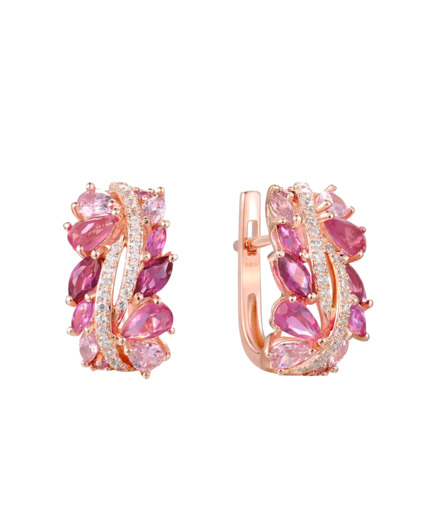 Gilded sterling Silver earrings with nano sapphires and zirconsKullatud hõbedast kõrvarõngad nano-safiiride ja tsirkoonidega