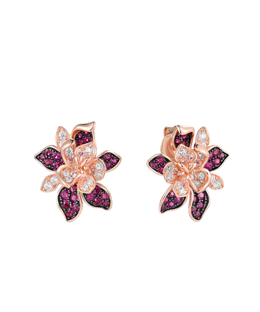 Gilded sterling Silver earrings with nano sapphires and zirconsKullatud hõbedast kõrvarõngad nano-safiiride ja tsirkoonidega