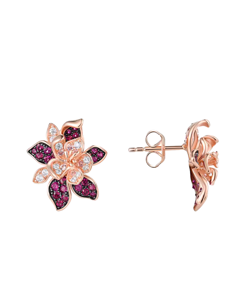 Gilded sterling Silver earrings with nano sapphires and zirconsKullatud hõbedast kõrvarõngad nano-safiiride ja tsirkoonidega