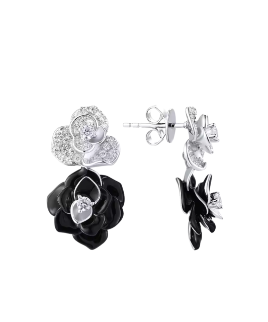 Sterling silver earrings with zircons and enamel