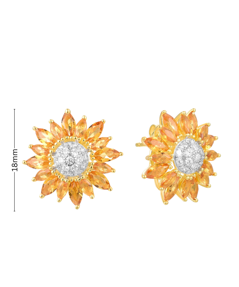 Gilded sterling silver earrings with zircons and spinels