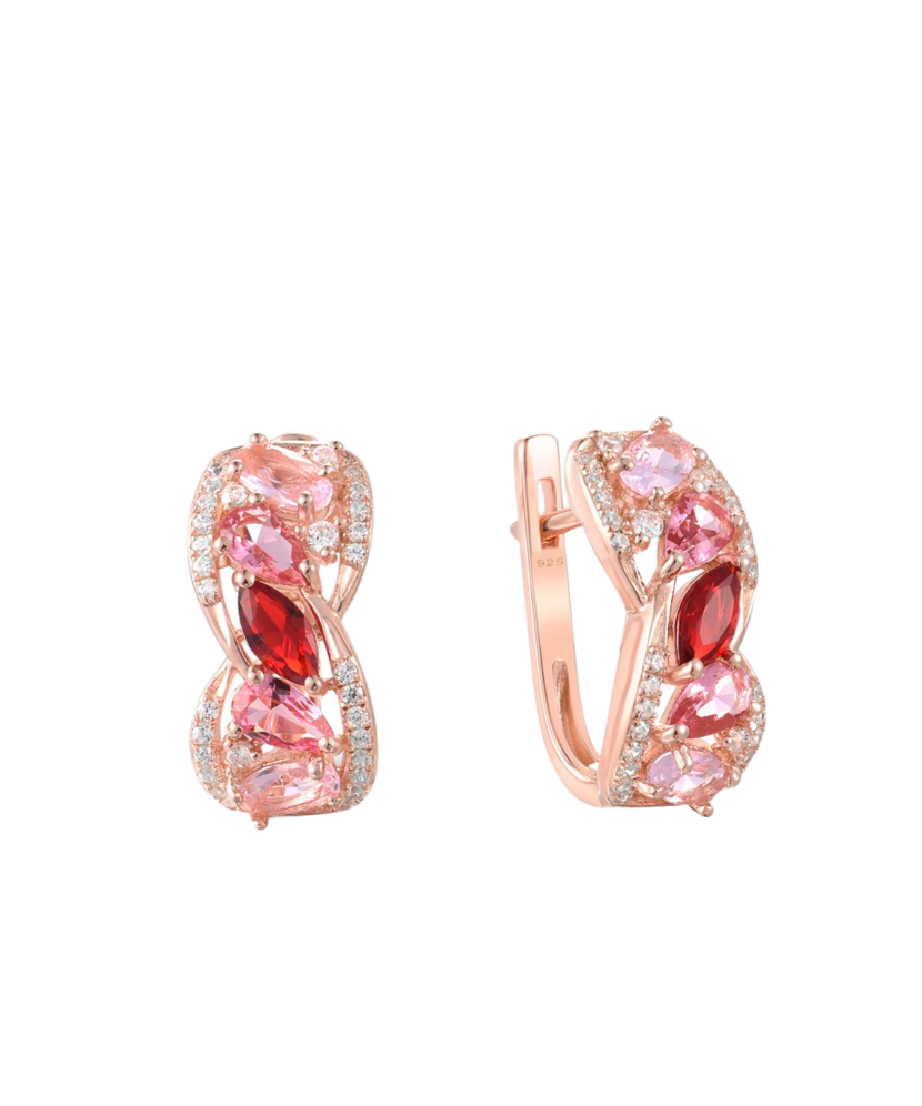 Gilded sterling silver earrings with zircons