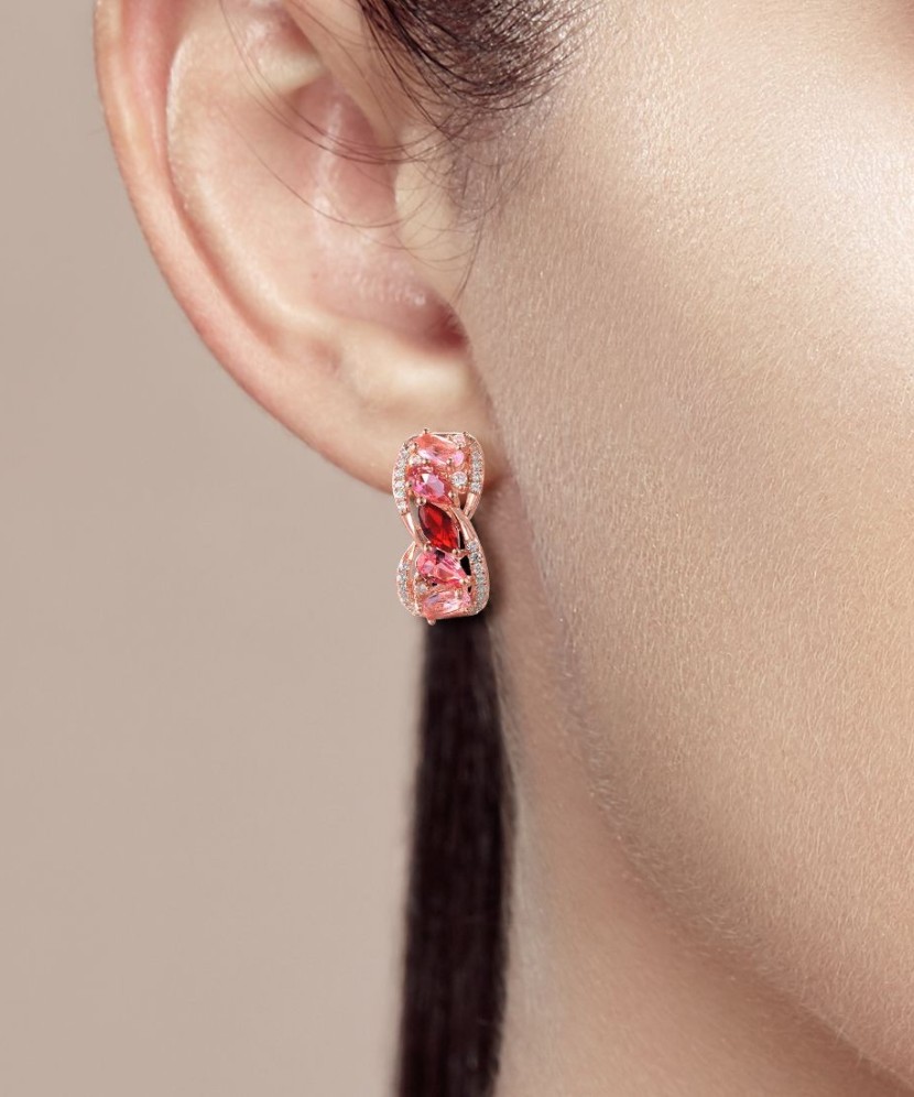 Gilded sterling silver earrings with zircons