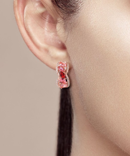 Gilded sterling silver earrings with zircons