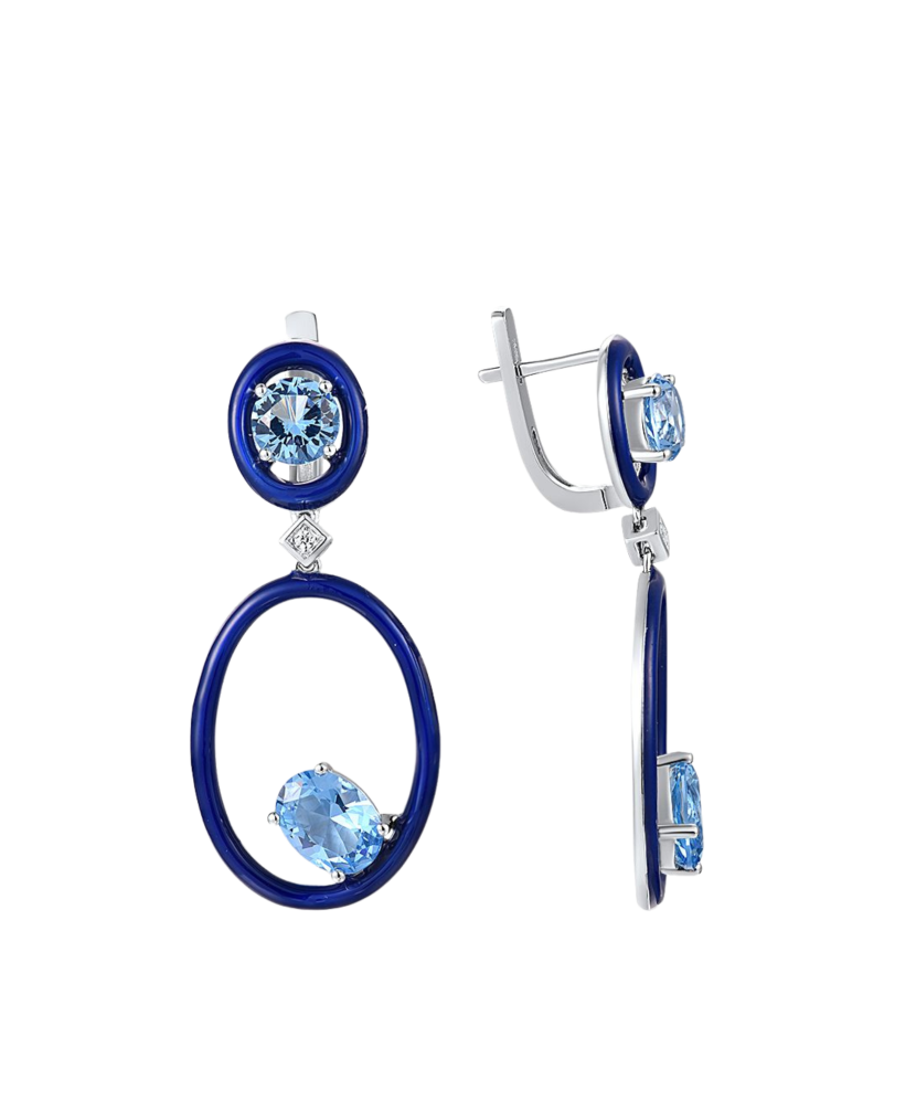 Sterling silver earrings with zircons and enamel