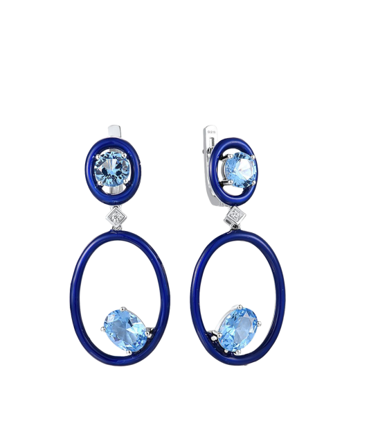 Sterling silver earrings with zircons and enamel