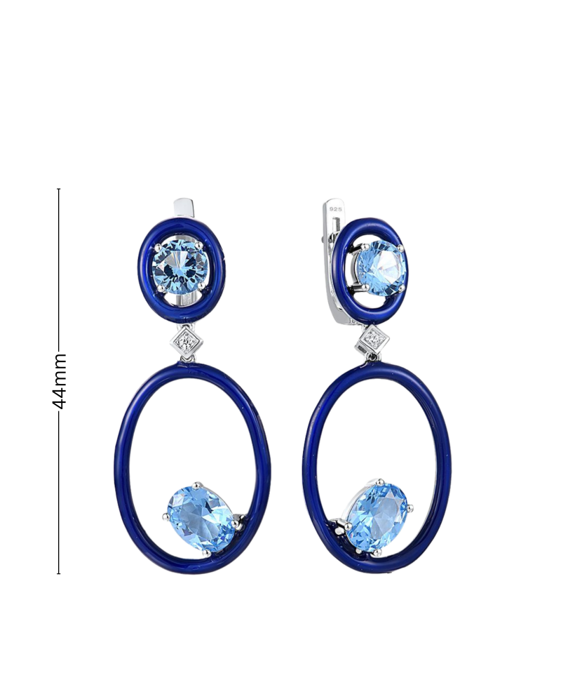 Sterling silver earrings with zircons and enamel