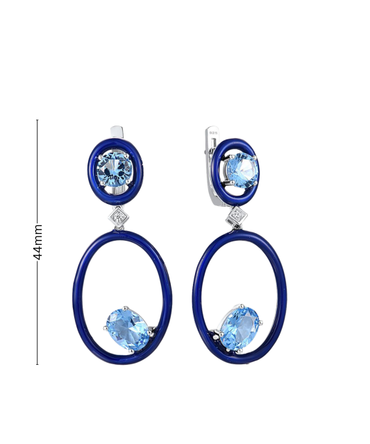 Sterling silver earrings with zircons and enamel