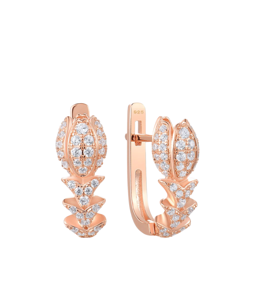 Gilded sterling silver earrings with zircons