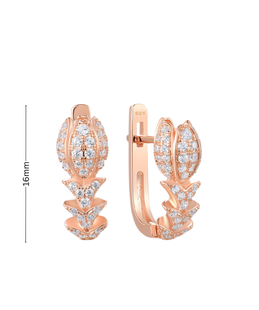 Gilded sterling silver earrings with zircons