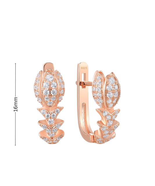 Gilded sterling silver earrings with zircons