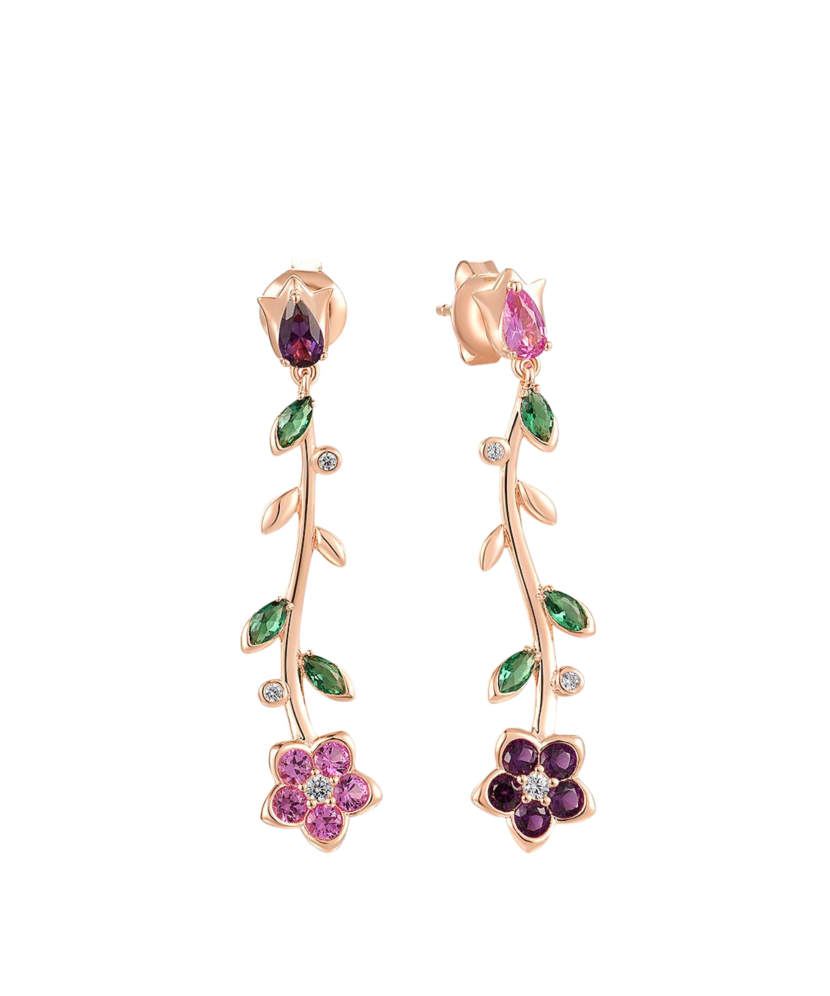Gilded sterling silver earrings with zircons