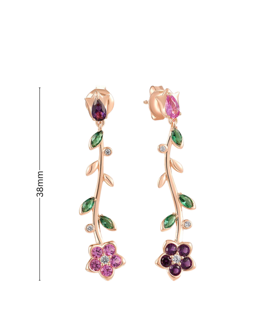 Gilded sterling silver earrings with zircons