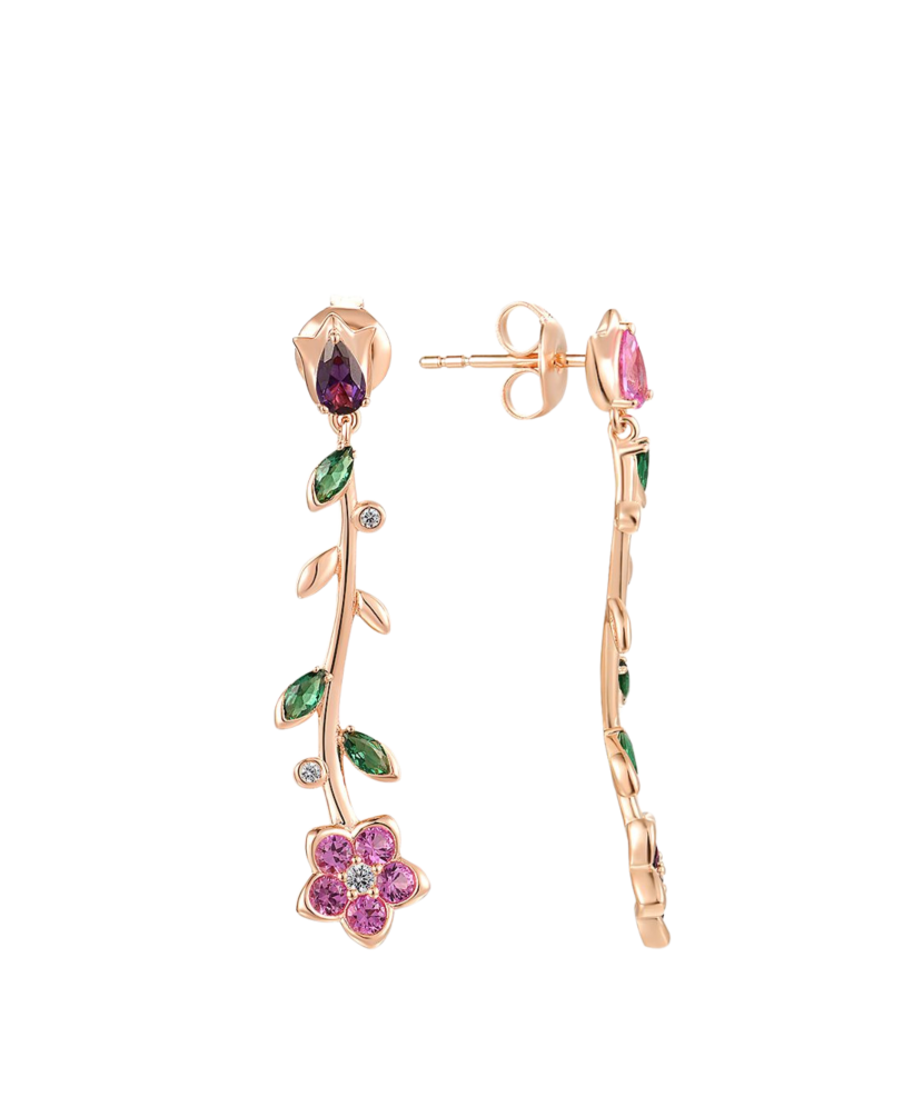 Gilded sterling silver earrings with zircons