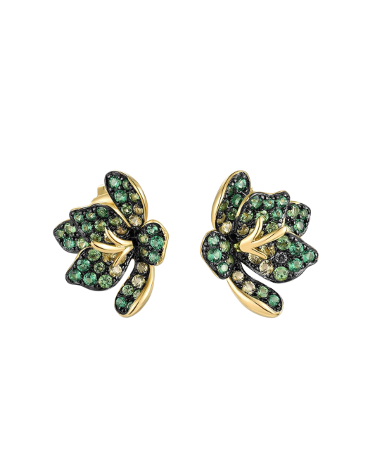 Gilded sterling silver earrings with spinels