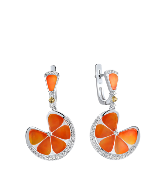 Hopeiset korvakorut zirkoneilla ja emali