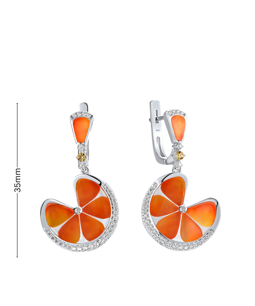 Hopeiset korvakorut zirkoneilla ja emali