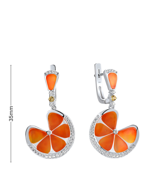 Sterling silver earrings with zircons and enamel