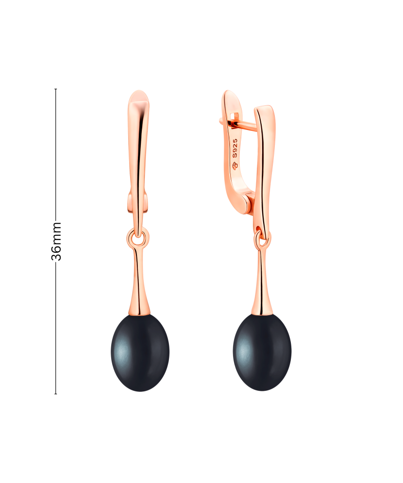 Gilded sterling silver earrings with pearls