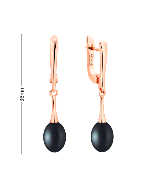 Gilded sterling silver earrings with pearls