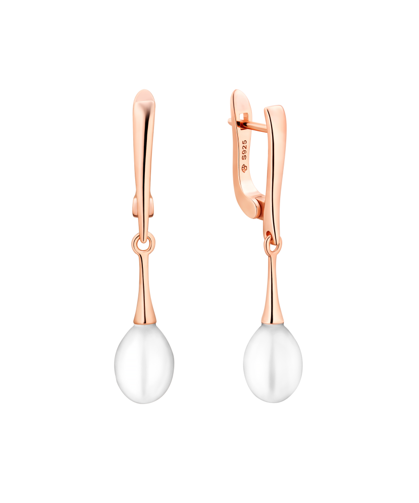 Gilded sterling silver earrings with pearls