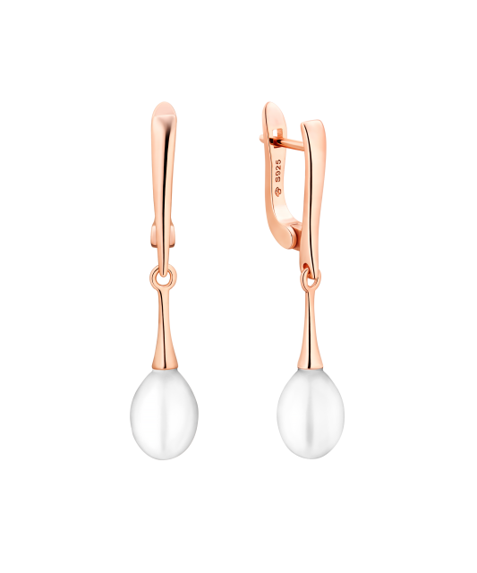 Gilded sterling silver earrings with pearls