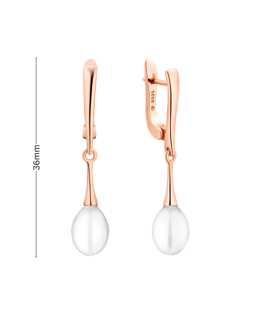 Gilded sterling silver earrings with pearls