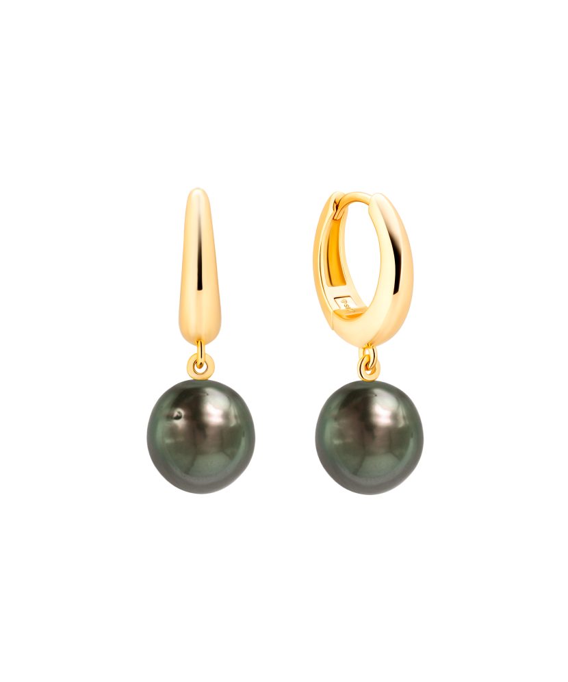 Gilded sterling  Silver Earrings with Tahitian Pearls