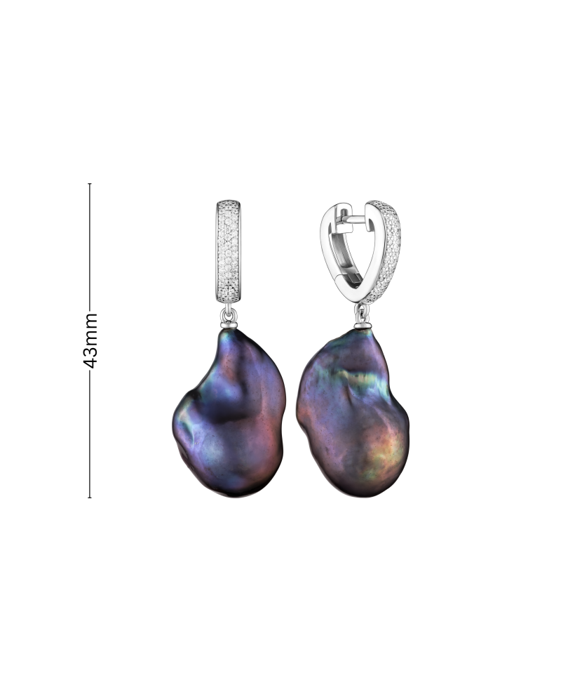 Sidabriniai auskarai su Kasumi perlais ir cirkoniais