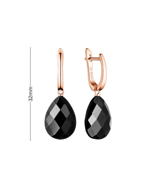 Kullatut hopeiset korvakorut onyksilla