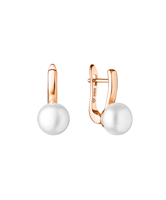 Gilded sterling silver earrings with pearls