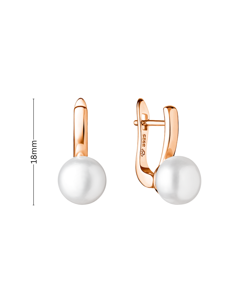 Gilded sterling silver earrings with pearls