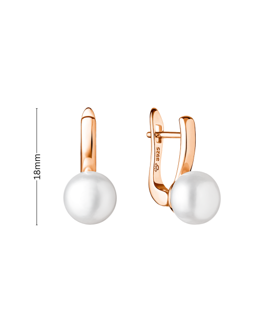 Gilded sterling silver earrings with pearls