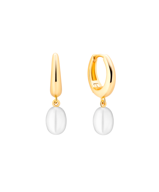 Gilded sterling silver earrings with pearls