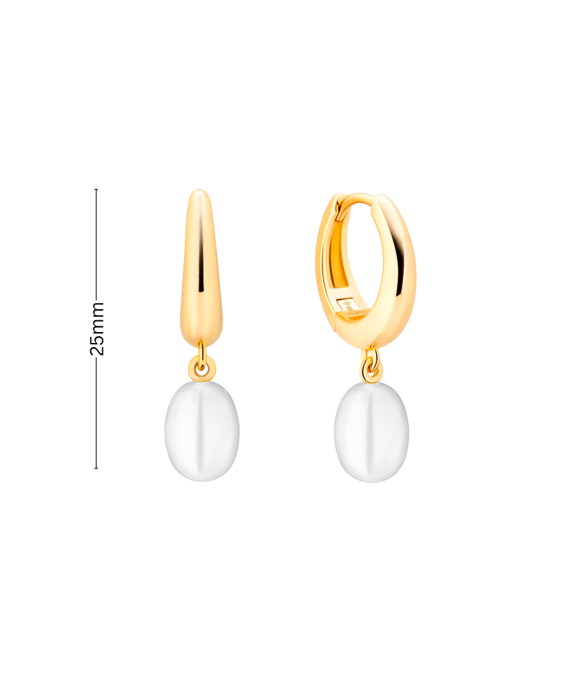 Gilded sterling silver earrings with pearls