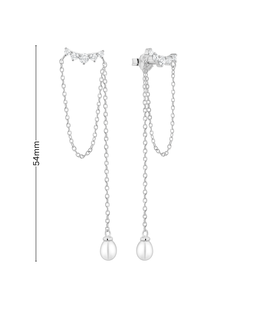 Sterling silver earrings with pearls and zircons