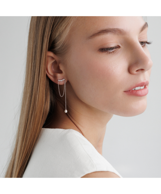 Sterling silver earrings with pearls and zircons