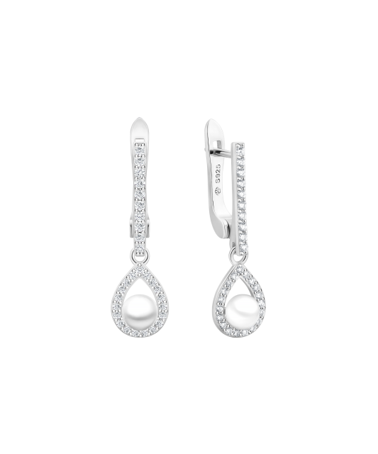 Sterling silver earrings with pearls and zircons
