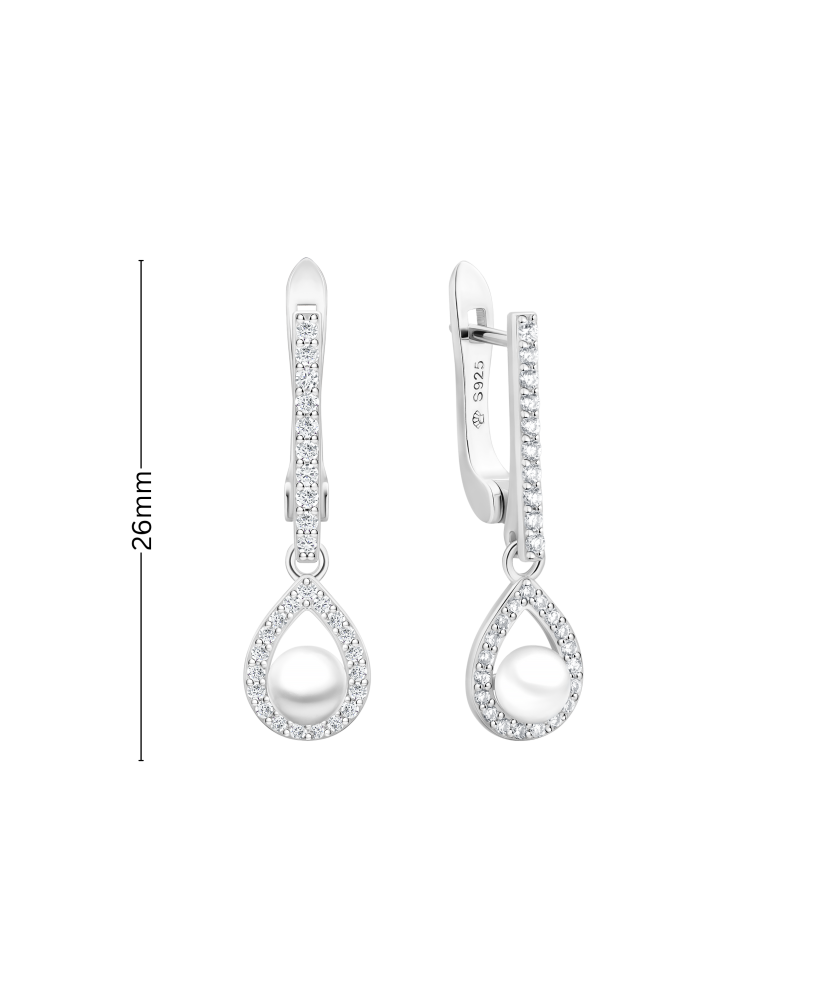 Sterling silver earrings with pearls and zircons