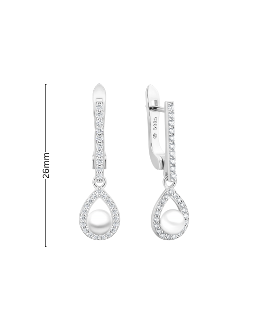 Sterling silver earrings with pearls and zircons
