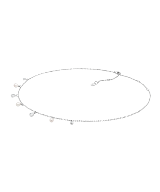 Sterling silver chain with pearl pendant and zircons