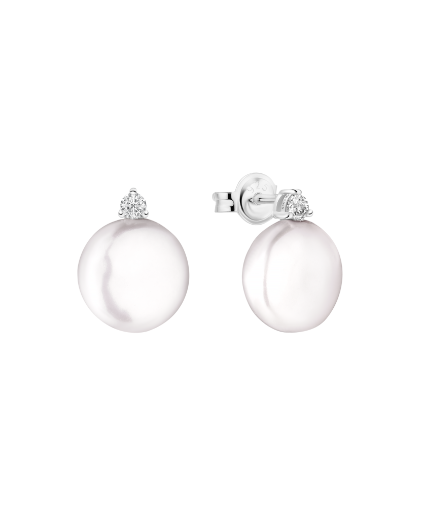 Sterling silver earrings with pearls and zircons