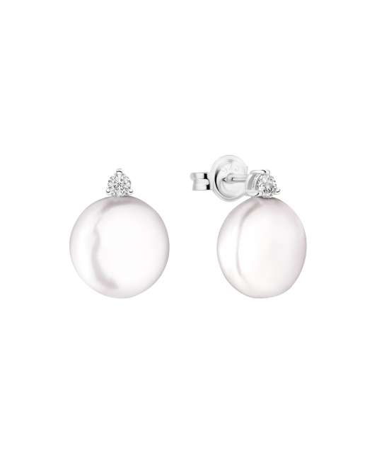 Sterling silver earrings with pearls and zircons