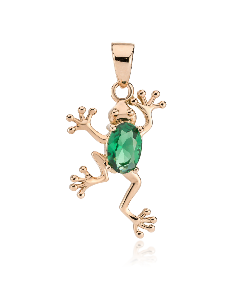 Gold pendant with zirconium "frog"