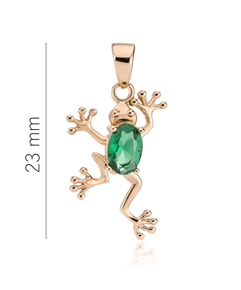 Gold pendant with zirconium "frog"
