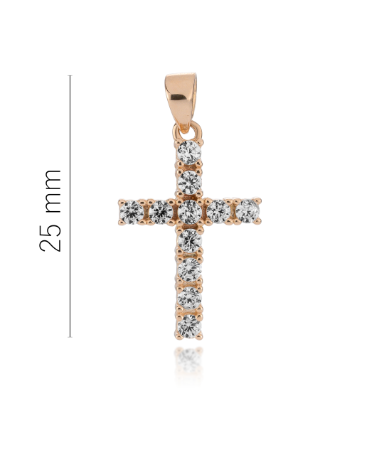 Gold pendant with zircons "cross"